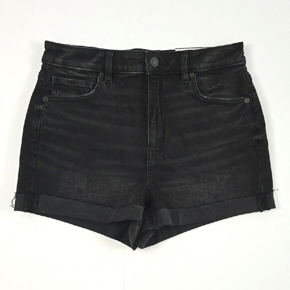 American Eagle Outfitters Women's Black Denim Mom Shorts High Waist Stretch Sz 4 - Picture 1 of 16